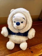 Small White w Blue Velvet Hoodie Plush WINNIE THE POOH Stuffed Animal – ... - $11.29