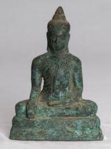 Ancien Khmer Style Bronze Assis Enlightenment Angkor Statue de Bouddha -16cm / 6 - £241.55 GBP