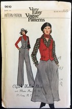 Part Cut 1970s Size 12 Bust 34 Easy Vest Skirt Pants Vogue 9610 Pattern ... - $6.99
