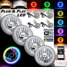 5-3/4&quot; RGB SMD Color-Chasing Angel Eye Halo Headlight 18/24W LED Lamp Bulb Set - £382.76 GBP