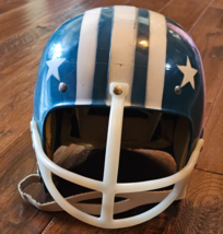 Vintage Football Helmet Blue Stripes with White Stars - $29.69