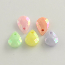 20 Teardrop Charms Pendants Assorted Lot Faceted Acrylic 18mm Jewelry Making  - £3.18 GBP