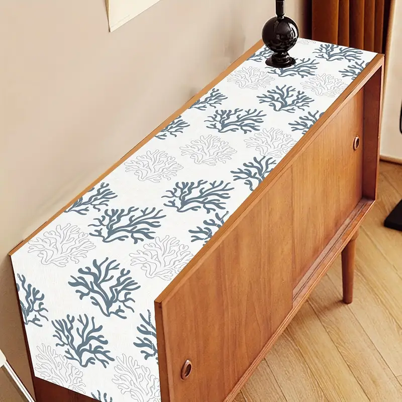 Costal Decor Sea Corals Pattern Table Runner - 12&quot; x 48&quot; - Beach Theme L... - £16.37 GBP