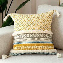 Blue Page Boho Tufted Decorative Throw Pillow Covers For Couch Sofa -, Yellow. - £29.99 GBP
