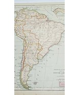 Antique 1877 Color Lithograph MAP OF SOUTH AMERICA 12&quot; x 9&quot; Steinwehr  - £7.07 GBP