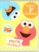   Sesame Street 1st Birthday Invitation   Single Card Elmo Big Bird - £2.36 GBP