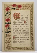 Christmas Good Wished Poem Brette Garland Gilded Embossed 1911 Postcard G5 - $5.95