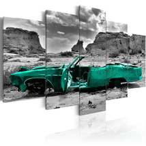 Tiptophomedecor Stretched Canvas Still Life Art - Green Car - Stretched &amp; Framed - £70.88 GBP+