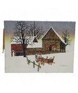 Signed H. Hargrove Winter Barn Scene Oil Painting On Canvas - $40.93 CAD