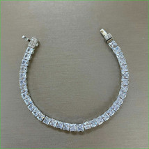 Beautiful 14Ct Cushion Cubic zirconia Tennis Bracelet 14K White Plated-S... - £290.00 GBP