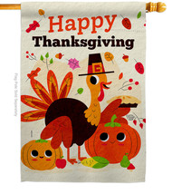 Give Thanks Turkey House Flag Thanksgiving 28 X40 Double-Sided Banner - £28.97 GBP