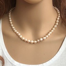 Pearl Necklace 18 inches 6 mm with 14K Solid Gold Clasp - £314.79 GBP