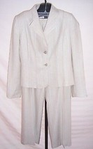 Tahari Beige Pin Striped Cotton blend Pant Suit Misses Size 8 - £35.20 GBP