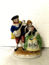 Occupied Japan Vintage Antique Colonial Man &amp; Woman Couple Sm. Figurine ... - $8.96