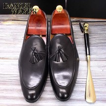 Italian Loafers Men Dress Shoes Fashion HAND-MADE Slip On Tassel Loafers Wedding - £104.82 GBP