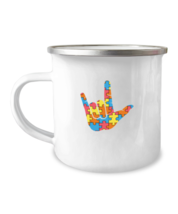 12oz Camper Mug Coffee Funny ASL Love Sign Language Autism  - £18.63 GBP