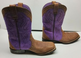 Ariat Kids 5 1/2 Trailblazers Cowgirl Boots 10014103 Purple Brown New Bickmore - £67.14 GBP