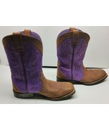 Ariat Kids 5 1/2 Trailblazers Cowgirl Boots 10014103 Purple Brown New Bi... - $83.79