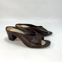 Liz Claiborne Twinkle 2 Leather Brown Mule Sandals Shoes Size 8 ~ Casual Comfort - £15.78 GBP