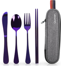 Travel Utensils with Case, Quatish Portable Silverware Set for Work, 304 Stainle - £15.10 GBP