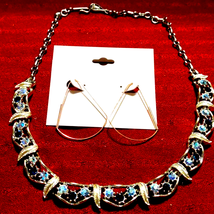Beautiful vintage aurora borealis silver chain necklace and earrings - $41.58