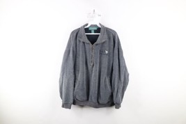 Vtg 90s Big Dogs Mens M Distressed Spell Out Half Zip Fleece Pullover Sweater - £34.87 GBP