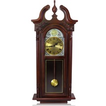 Bedford 38" Grand Antique Wall Clock Cherry Oak Finish with Pendulum Chimes - £129.29 GBP
