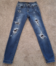 Judy Blue Skinny Fit Jeans 3/26 Distressed Camo Insert Patch Stretch Denim 26x28 - $19.40