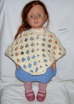 White American Girl Poncho, Crochet, 18 Inch Doll, Handmade  - £11.94 GBP