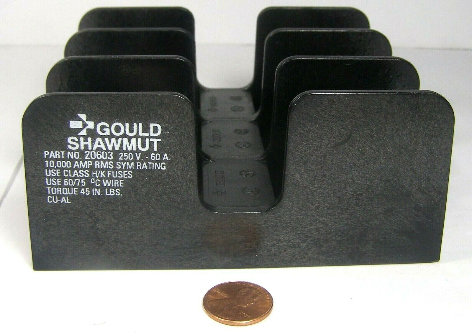 Gould Shawmut Fuse Holder Block 20603 Approx.5x4x2&quot; 250v 60a 3-Fuse   ZAF - $24.95