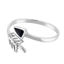 Fearless Wanderlust Arrow with Black Onyx Wrap Sterling Silver Ring-7 - £11.36 GBP