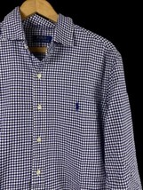 Ralph Lauren Shirt Size Medium Mens Blue &amp; White Gingham Check Button Down - £34.95 GBP