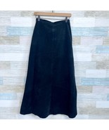 Yvonne Marie Vintage Genuine Suede Leather Maxi Skirt Black Lined Womens 4 - $69.29