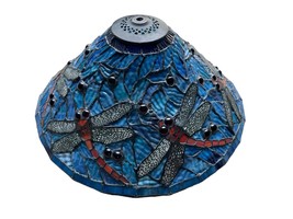Tiffany 16 Inch Wide Lamp Shade Dragonfly Stain Glass Leaded Slag - £84.87 GBP