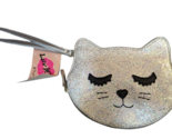 Luv Betsy By Betsy Johnson Silver sleeping kitty cat wristlet purse bag - £16.30 GBP