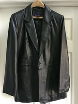 NWOT: Denim &amp; Co.Lamb Leather One Button Fully Lined Blazer Brown: Size M - $164.99