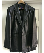 NWOT: Denim &amp; Co.Lamb Leather One Button Fully Lined Blazer Brown: Size M - $164.99