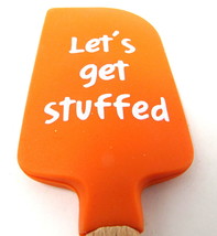 Let&#39;s Get Stuffed Thanksgiving Spatula Silicone Wood 8 1/2&quot; Kitchen Scraper C - $9.89