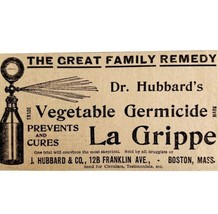 Dr Hubbard Vegetable Germicide Advertisement 1899 Victorian Quack Medici... - £19.33 GBP