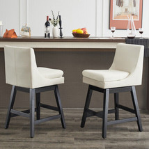 26&quot; Upholstered Swivel Bar Stools Set of 2, Modern Linen Fabric High - C... - $199.38