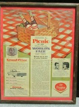 RARE 1964 Dr. Pepper New York World&#39;s Fair Picnic Poster ad framed Dick Clark - £35.25 GBP