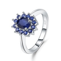 1.89Ct Natural Blue Sapphire Gemstones Ring 925 Sterling Silver Flowers Classic  - £38.48 GBP