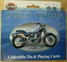 Harley Davidson Collectable Tin &amp; Playing Cards Springer Softail - 2001 ... - £8.89 GBP