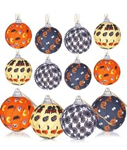 12 Pcs Halloween Ball Ornaments Fabric Wrapped Balls Scary Bat Pumpkin Ball - £4.60 GBP