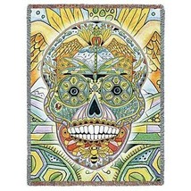 Sugar Skull Day of the Dead Tapestry Afghan Throw Blanket Made In USA 53&quot; x 70&quot; - £49.58 GBP