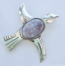 CII  925 STERLING SILVER MEXICO GUATEMALAN JADEITE DOVE PIN - $802.74 MXN