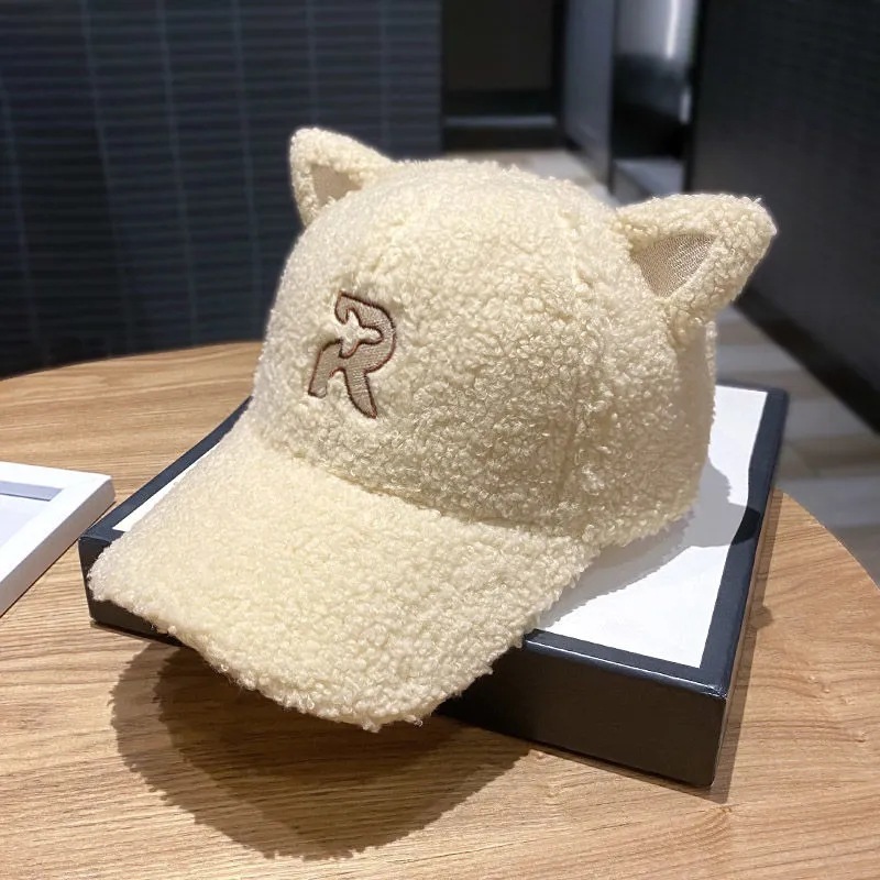 Primary image for Family Warm Hat Autumn Winter Lamb Wool Embroidered R Baseball Cap Cartoon Love 