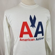 Vintage American Airlines T-Shirt Medium Long Sleeve Single Stitch Deadstock 80s - £39.33 GBP