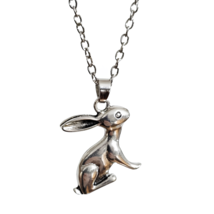 Large Hare Rabbit Pendant Chain Necklace Large Bohemian Animal Unisex Jewellery - £4.24 GBP