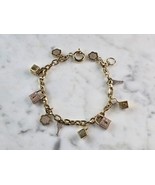 Womens Vintage Estate 14K Yellow Gold CZ Charm Bracelet 11.9g E6870 - $1,336.50